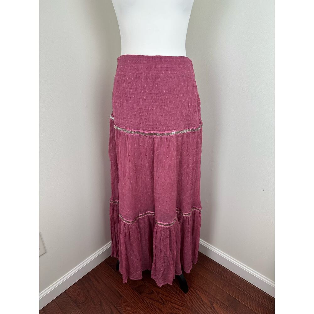 NWT Free People Ella Tiered Midi Skirt in Sugar Plum - Size 8
